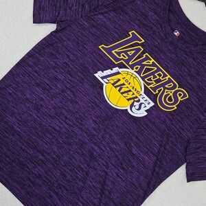 Lakers NBA Shirt Mens Large Purple Space Dye Performance Gym Athleisure Tee